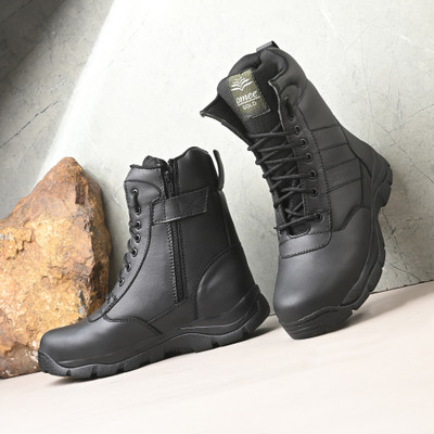 OMEE GOLD Men's Tactical Army Chain Boots/Durable Military Footwear(Chain) for Men Boots For Men(Black , 8)