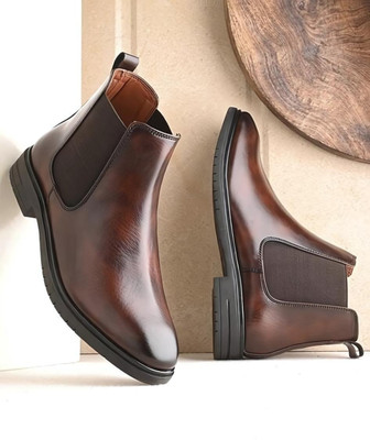 Foxyfoot Chelsea Boots for Men Boots For Men(Brown , 8)