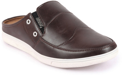FAUSTO Classic Modern Outfit Design Lightweight Back Open Slip On Shoes Loafers For Men(Brown , 9)