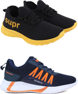 Free Kicks Combo Of 2 Shoes FK-412 & FK-394 Sneakers For Men(Blue, Orange , 6)