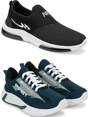 Free Kicks Combo Of 2 Shoes FK-566 & FK-Mexico Sneakers For Men(Black , 8)