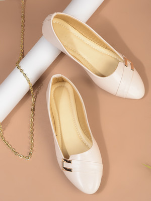 SHOESTHAN Ballerina Walking Flats Bellies For Women(Off White , 8)