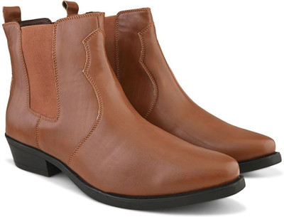 Roadster Men Cowboy High Top Regular Chelsea Comfortable Outdoor Boots Shoes Boots For Men(Tan , 11)