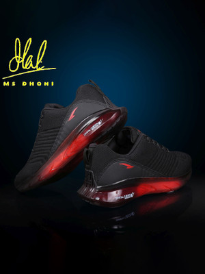 asian Crystal-13 Black Sports Transparent Sole Technology For Men(Black, Red , 7)