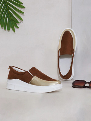 KILLER Lightweight comfort extra-soft with trendy, premium stylish design Slip On Sneakers For Women(Beige , 3)