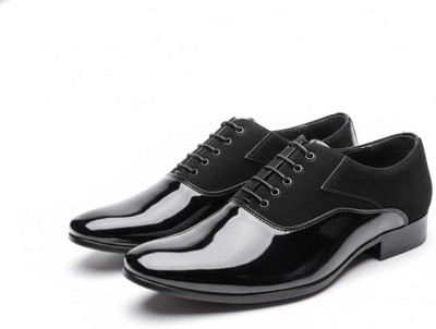 ASPIDO Formal Black Patent and Suede Derby For Men(Black , 7)