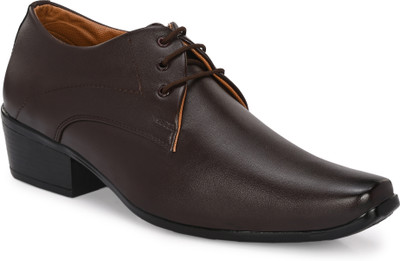ALFATOE MEN'S height increasing high heel formal office wear shoes for men Derby For Men(Brown , 10)
