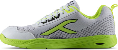 Hundred Court Flyer Non Marking Badminton Shoes For Men(White, Green , 8)