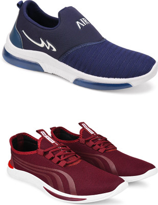 Free Kicks Combo Of 2 Shoes FK-Mexico & FK-338 Sneakers For Men(Maroon , 8)