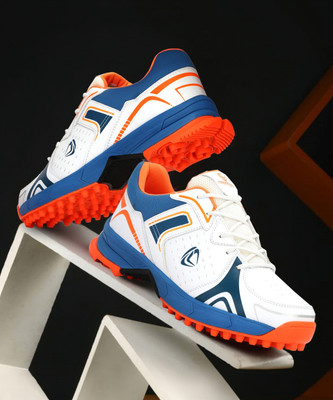 PRO KVH All-Rounder rubber spikes Cricket Shoes for Batting, Bowling & Fielding Cricket Shoes For Men(White, Blue , 5)