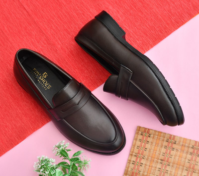 house of common Men's Leather Slip-On Loafers | Comfortable Design for Office, Parties Loafers For Men(Brown , 7)