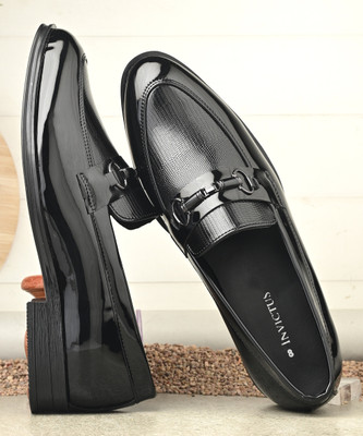 INVICTUS Invictus Men Black Embroidered Formal Slip On Loafers Slip On For Men(Black , 7)