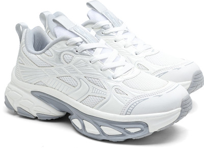 asian Quantum-23 Men’s Sporty Sneakers with Breathable Mesh Ideal for Daily Wear Running Shoes For Men(White, Silver , 6)