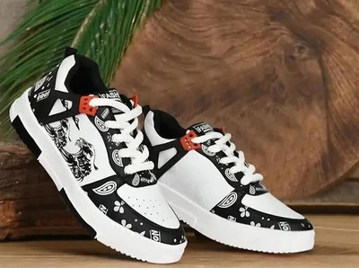 NARKI Men's Casual Lace-Up Shoes|Classic Design & Comfortable Fit Everyday Wear White Sneakers For Men(Black , 6)