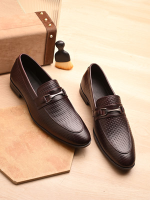 Nico Nerini Men’s Burgundy Leather Loafers – Elegant & Comfortable Loafers For Men(Brown , 10)