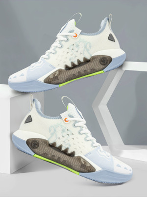 RED TAPE Basketball Shoes for Men | Cultured Round-Toe Shape & Cushioning Technology Basketball Shoes For Men(White, Blue , 6)