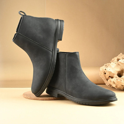 LUSONUDDA Men Casual & Comfortable chelsea slip-on for men||Synthetic Leather Boot for men Boots For Men(Black , 6)