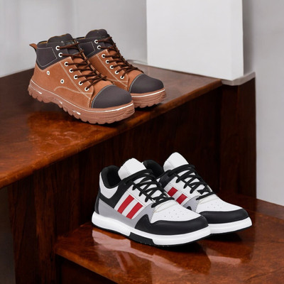 KRITON Trendy & Durable Men’s Boots – Perfect for Everyday Wear Boots For Men(Brown, Multicolor , 9)