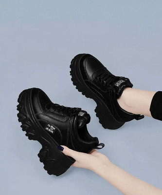 Tstar Black shoes for women Sneakers For Women(Black , 4)