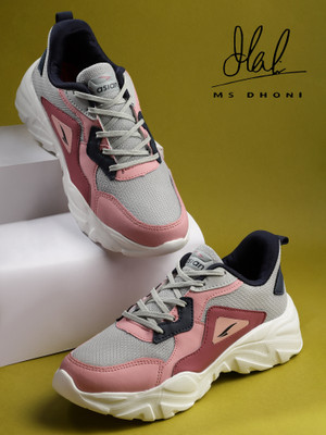 asian Casual Sneaker Shoes For Women | Stylish and Comfortable | Lace-Up Style Running Shoes For Women(Grey, Pink , 6)