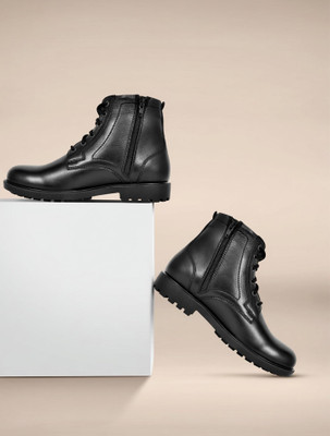Allen Cooper Black Combat Boots Boots For Men(Black , 8)