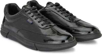 EGOSS Comforts Premium Genuine Leather Sneakers For Men(Black)