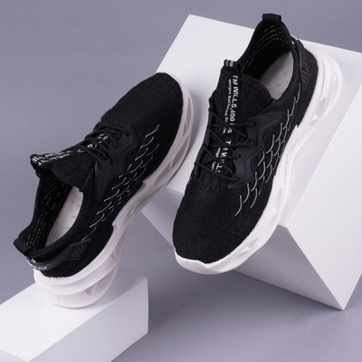 RapidBox Dynamite Lace-Up Sneakers For Men(Black, White , 8)