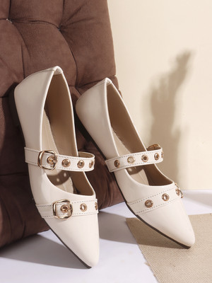LAVIE Embellished Party Wear Women Buckle Ballerina Bellies For Women(Off White , 7)