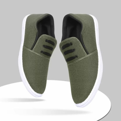 Kzaara Casual Sneakers Outdoor Slip on Branded Shoes for Men Canvas Shoes For Men(Green , 9)