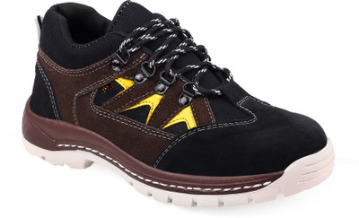 Seguro Steel Toe Genuine Leather Safety Shoe Outdoors For Men(Brown , 8)