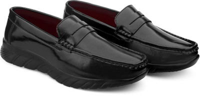 BXXY Men's New Stylish Black Casual Slip-On Loafers Shoes With Synthetic Material. Loafers For Men(Black , 6)