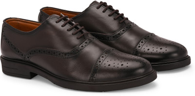lucario Genuine Premium Leather Luxury Business Formals Shoes Lace Up For Men(Brown , 9)
