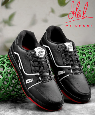 asian Flat Sole Sneakers Shoes for all Day wear with Memory Cushion Footbed Sneakers For Men(Black , 9)