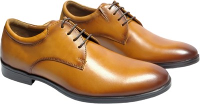 Feet First Genuine Leather Office Formal Wide Toe Derby Shoes Derby For Men(Tan)