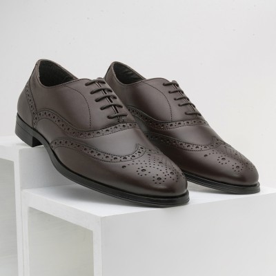 RED TAPE Formal Oxford Shoes for Men |Refined Round-Toe Shaped Real Leather Shoes Oxford For Men(Brown)
