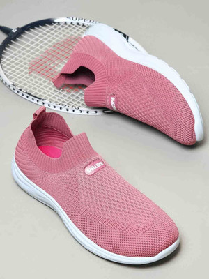 WELCOME Stylish & Comfortable Breathable Walking Casual Perfect for Outdoor Wear Slip On Sneakers For Women(Pink , 6)