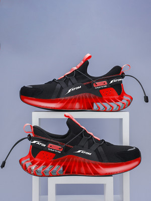 ATOM Good Vibes Sneakers For Men(Black, Red , 8)