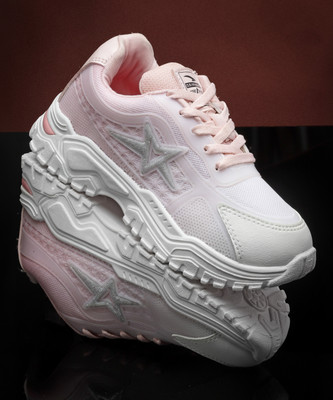 asian Casual Sneaker Shoes For Women | Stylish and Comfortable | FLORA-04 Sneakers For Women(Pink , 4)