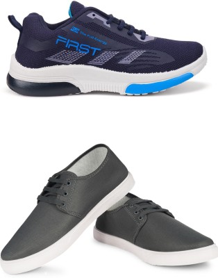 Free Kicks Combo Of 2 Shoes FK-570 & FK-201 Running Shoes For Men(Grey)