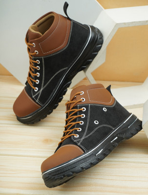 SBNGROUP Boots For Men(Black, Brown , 7)