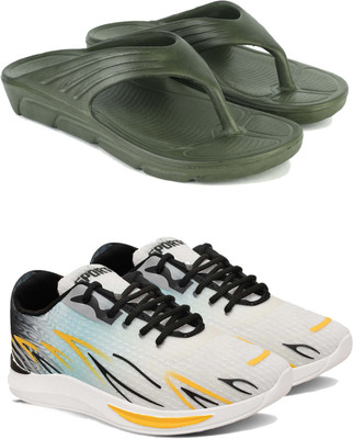 Pennen Men's Lightweight Running Shoes – Comfortable, Stylish Casual Shoes for Walking Casuals For Men(Green, White , 10)