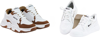 radtac Stylish Men’s Casual Shoes | Lightweight & Comfortable Everyday Wear Casuals For Men(Brown, White , 9)