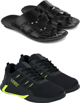 Pennen Men's Lightweight Running Shoes – Comfortable, Stylish Casual Shoes for Walking Loafers For Men(Black, Green , 10)