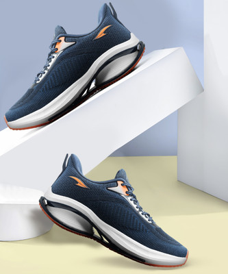 asian Sneaker For Men| Soft Cushioned Insole, Slip-Resistance Training & Gym Shoes Running Shoes For Men(Navy, Orange , 6)