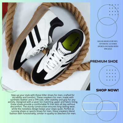 KILLER Casual Sneakers for Men | Trendy, Durable & Comfortable Daily Wear Shoes Sneakers For Men(Black , 9)