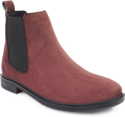 Royal Cruzz Men Casual Comfortable Chelsea Slip-On Outdoor Suede Boots For Men Boots For Men(Brown , 7)