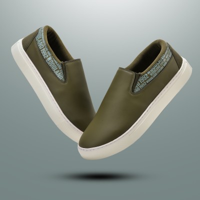 WOODLAND Slip On Sneakers For Men(Olive , 11)