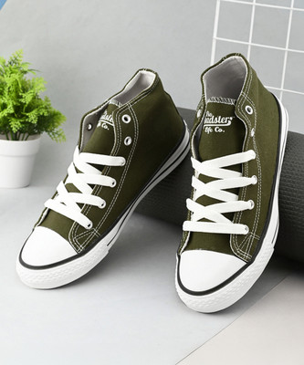 Roadster Women Olive Canvas Comfortable Vulcanised Lace Up Casual Sneakers Outdoor Shoes Casuals For Women(Olive , 7)