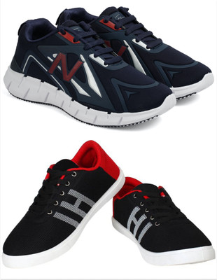 Free Kicks Combo Of 2 Shoes FK- B4-Norway & FK-Mcw145 Sneakers For Men(Black, Red , 8)