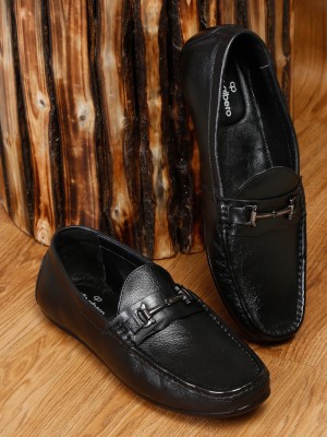 pelle albero Casual Loafers For Men(Black)